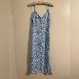 Lilly Pulitzer NWT Maretta Bias Midi Dress, Size M, Zanzibar Blue Fish Kiss